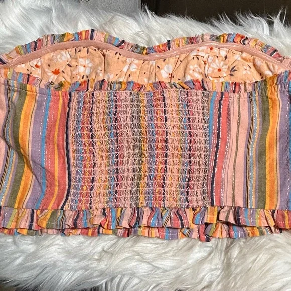 #0234 Anthropology Colorful Strapless Smocked Tube Top-M - Picture 7 of 10
